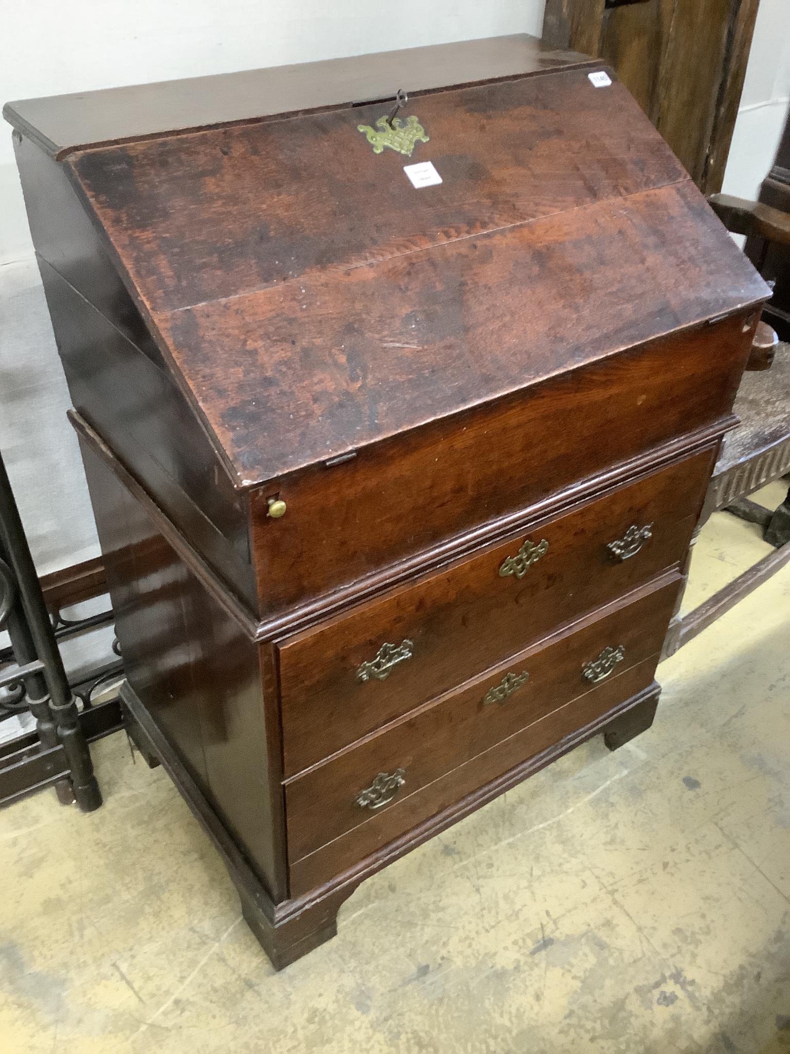 An 18th century oak bureau